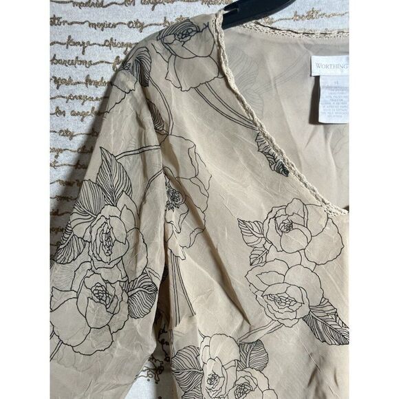 VTG 90s Y2K Babydoll Sheer Top Bell Sleeves 14 Whimsygoth Fairy Grunge Floral. - Picture 3 of 6